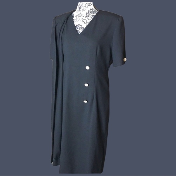 VINTAGE 60s Union Label dress sz M/L ILgwu black VTG faux wrap midi Henry Lee - Picture 10 of 11